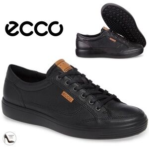 Ecco Soft 7 Men’s Black Leather Low top Sneakers Comfortable lace up loafers 10